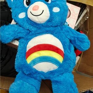 Blue Plush Bear bag with Rainbow Belly